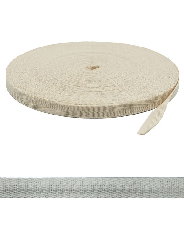 Тесьма (лента) киперная (100 х/б) 13 мм / 50 метров, суровый