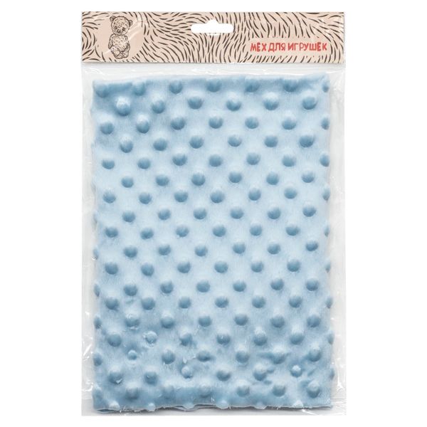 Плюш (ткань) Sovushka Minky dot 280 г/м², 45х50 см, ворс 2,5мм, голубой, 615622-3