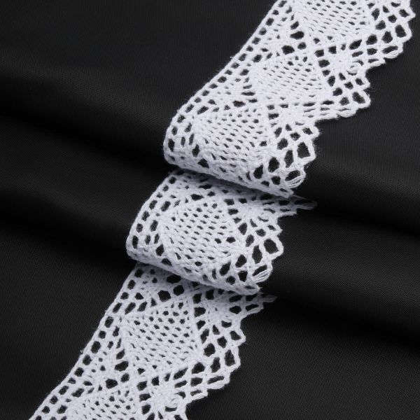 Кружево вязаное (тесьма) хлопковое 42 мм / 25 метров, одностор. (белый)