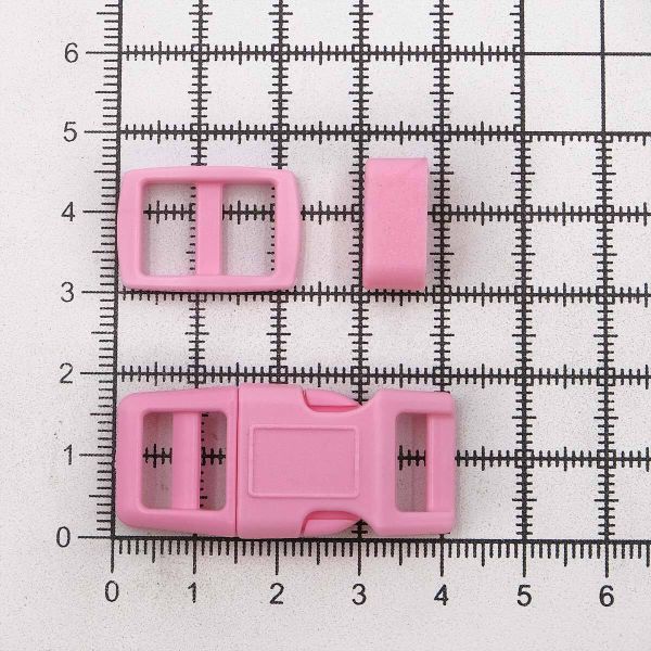 Фастекс (пряжка трезубец), рамка и рамка-регулятор 10мм, пластик, (2 компл.) Hobby&Pro, св.розовый, A03001037-10