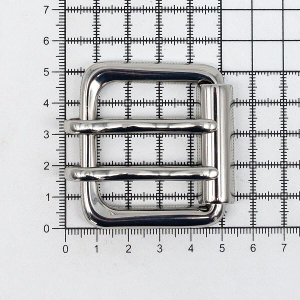 Пряжка ременная металл 40 мм, 2 язычка, никель, 2 шт, BIG