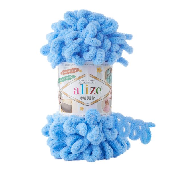 Пряжа Alize (Ализе) Puffy / уп.5 мот. по 100 г, 9 м, 342 средне-синий