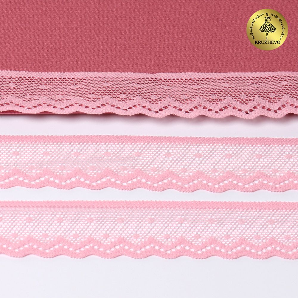 Кружево стрейч (эластичное) 25 мм / 5 метров, TBY.8028, цв.F134 розовый, 1385591