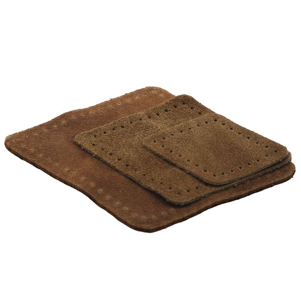 Набор заплаток пришивных из замши, ромб 4х5,6см, 6х8,4см, 8х11,2см, с перфорацией, 3 шт (32 кэмел), 59405