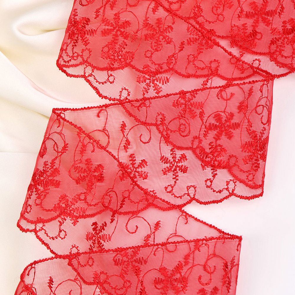 Кружево капроновое 65 мм / 13.7 м, 30011 цв.026 красный, Kruzhevo