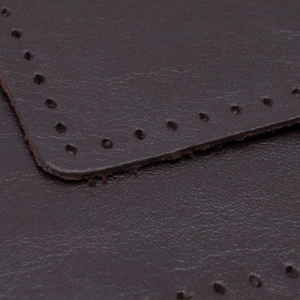 Заплатки пришивные из кожи, квадрат 6см с перфорацией, 2 шт, 100% кожа, 03 темно-коричневый, 9112