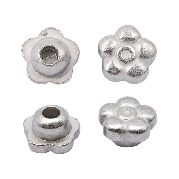 Хольнитены джинсовые ⌀7мм Цветок цв.металл (без гвоздя), серебро BIG, 4242, 50 шт