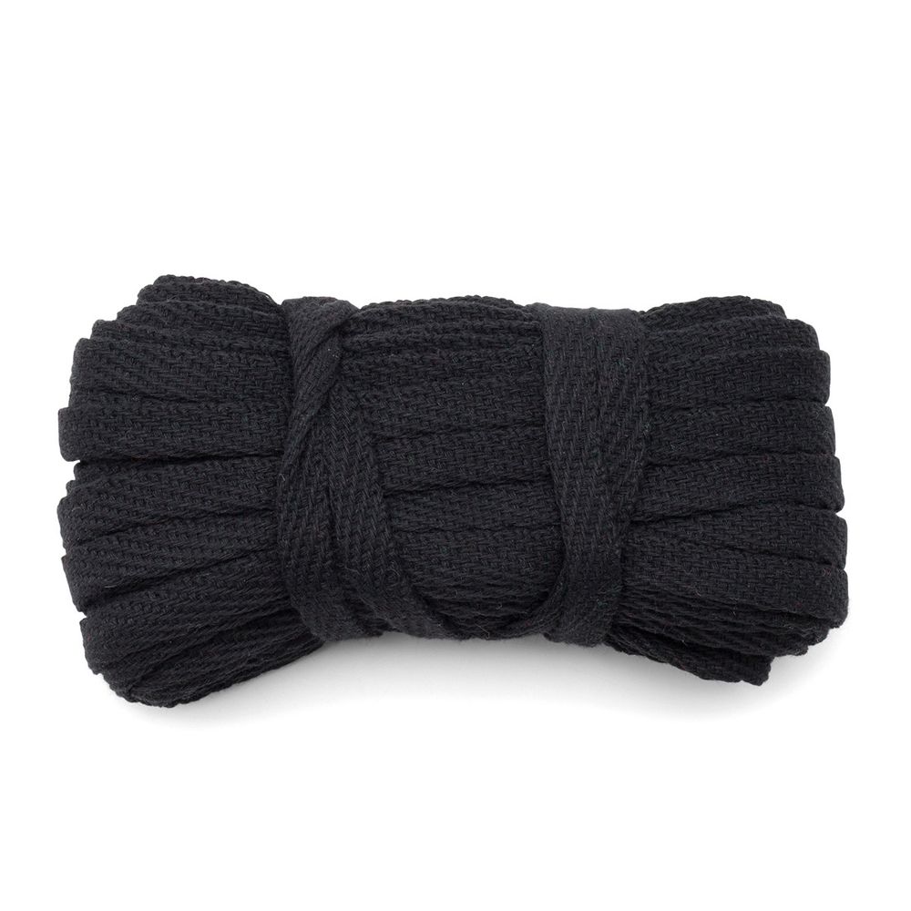 Шнур плоский плетеный х/б ⌀10.0 мм / 20 метров, 3 черный, С3862Г17