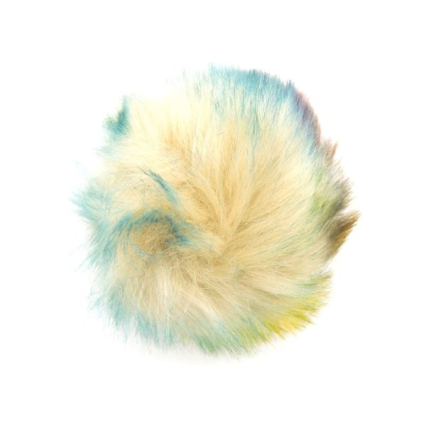 Помпон из искусственного меха 120 мм, 4 голубой мультиколор