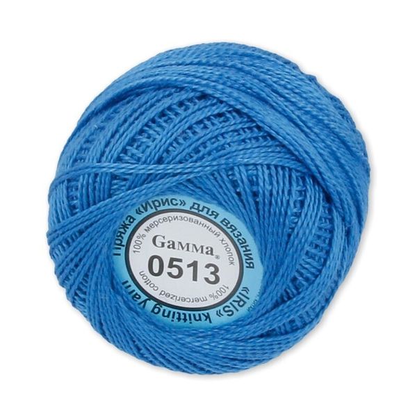 Пряжа нитки Ирис / уп.10 мот. по 10г, 82м, 0513 синий, Gamma