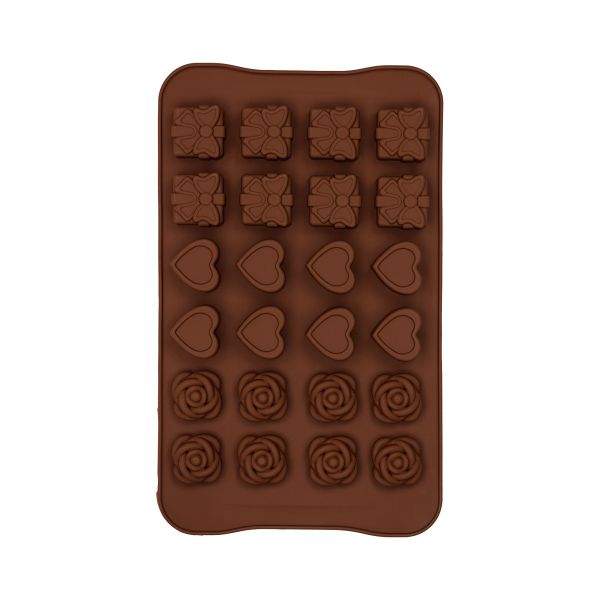 Форма силиконовая для конфет 23.5х13.9х2 см, конфетное ассорти -24 ячейки, S-Chief SPC-0129