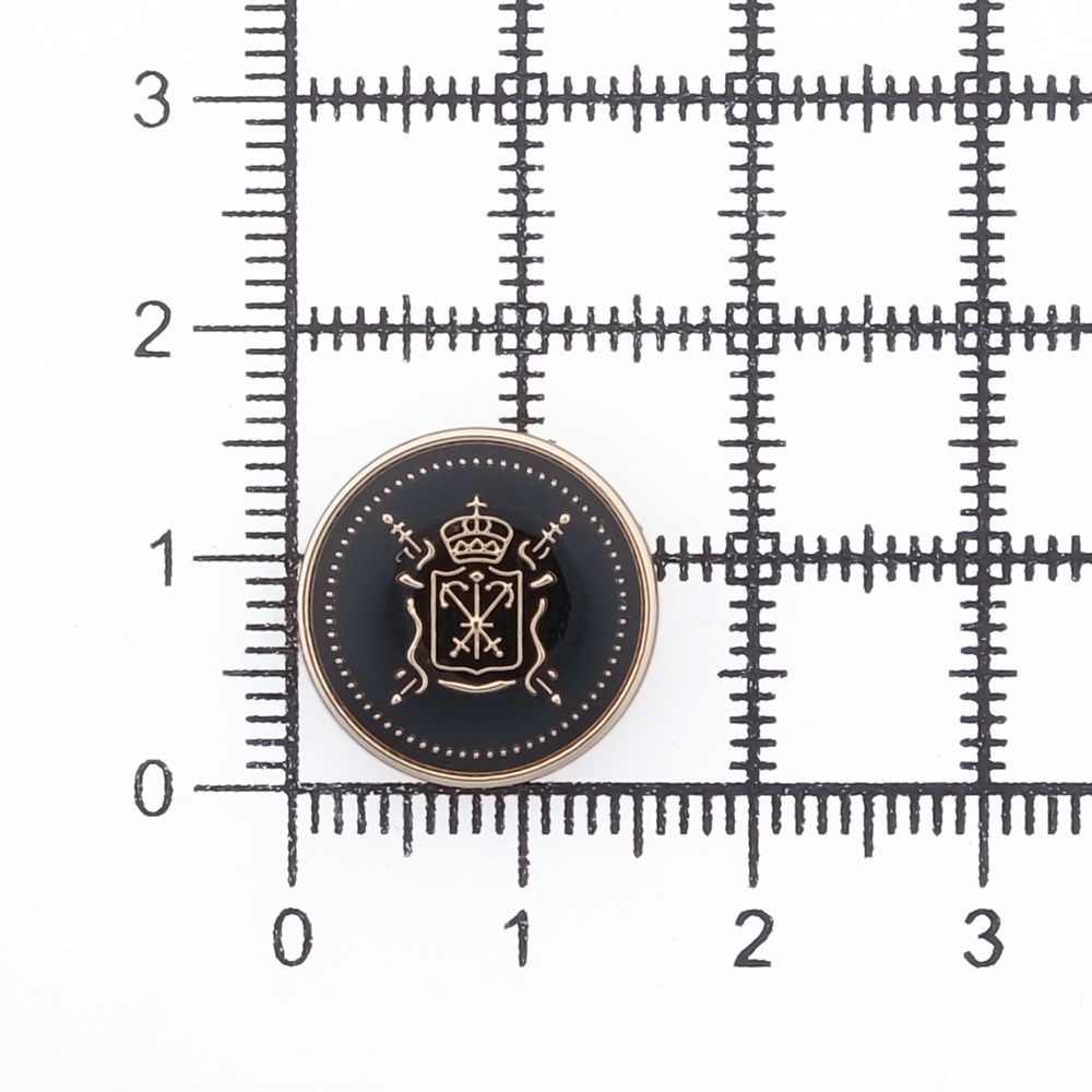 Пуговицы на ножке Герб 24L (15мм), металл (Black/G (черный/золото)), ME-657, 36 шт