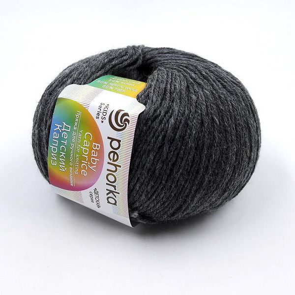 Пряжа Пехорка Детский каприз / уп.10 мот. по 50 г, 225 м, цв.446 т.серый