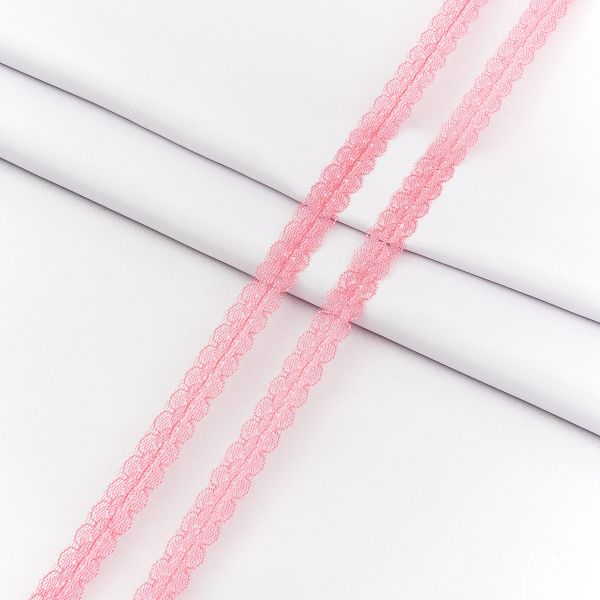 Кружево капроновое 14 мм / 30 метров, 140, 100% п/э, цв. розовый, 26787