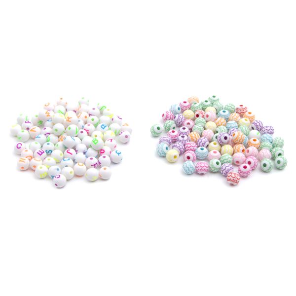 Бусины пластик набор орнамент и английский алфавит круглые, пластик, 2х20гр Astra&Craft, CN2038-6579