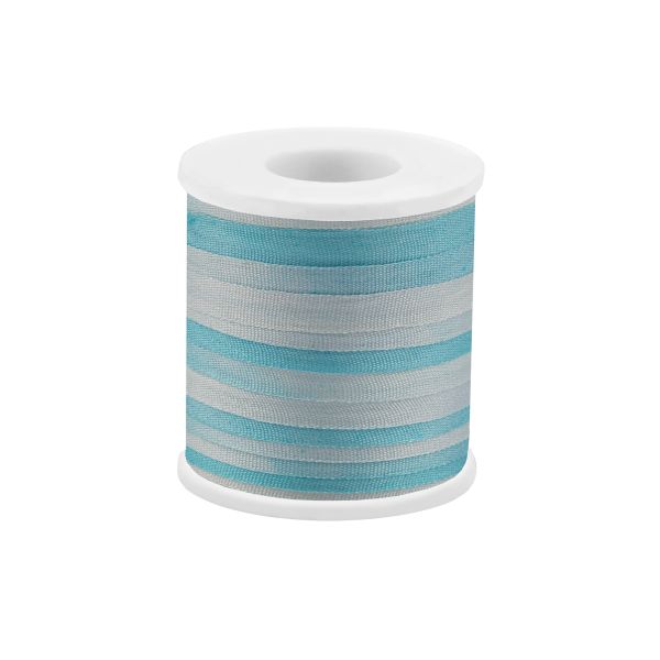 Лента (тесьма) шелковая 4.0 мм / 45.5±0.5 метров, M043 бл. голубой/голубой, Gamma SRM-4