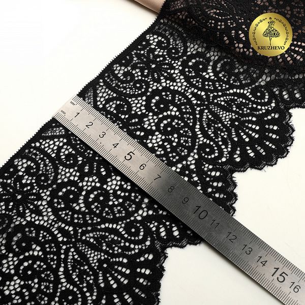 Кружево эластичное (стрейч) 110 мм, 40992PP цв.черный уп.25м, Kruzhevo