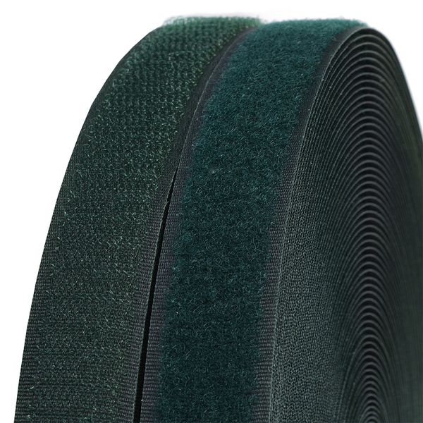 Лента контактная липучка (велкро) пришивная 25 мм / 25 метров, F273 зеленый, ПАРА (крючок+петля), качество 