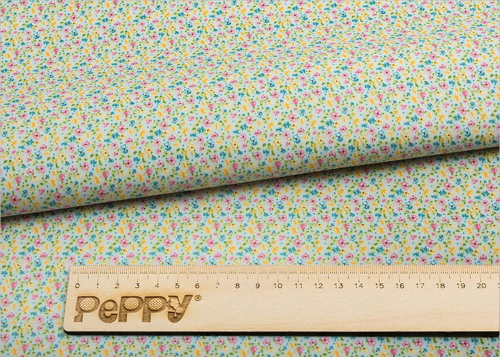 Ткань для пэчворка Peppy Нежная история, рулон 112 см / 5 метров, НИ-14 голубой, Peppy