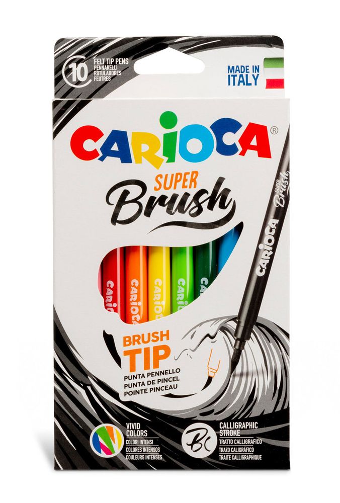 Фломастеры Carioca Super-brush, наконечник-кисть 10 цв 42937