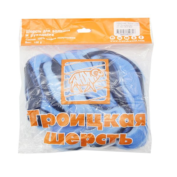 Шерсть для валяния Троицкая п/тонкая 1х100 г (до 29 мкр), мультиколор 1261