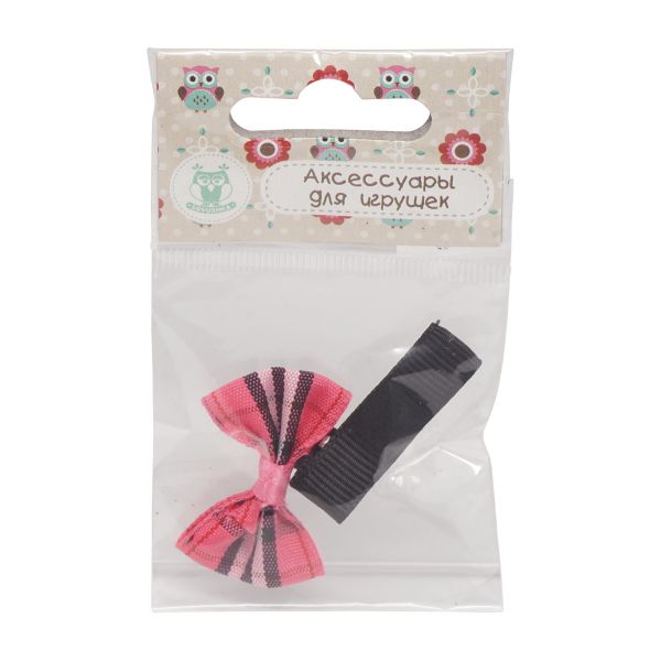 Набор Б-001 мини бантик+заколка 33мм/35мм (малиновый/черный) 29352