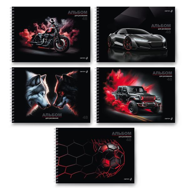 Альбом для рисования 100 г/м², A4 29.5х21 см, 5 шт на гребне 48 л, 01623 Скорость, Светоч А234