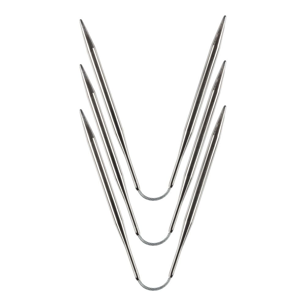 Спицы чулочные металл гибкие ⌀5.0 мм, 21 см, никель, Gamma KNF-3