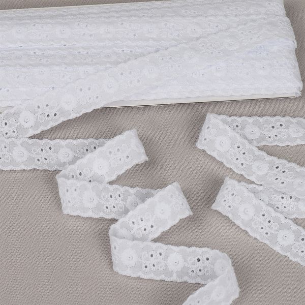 Кружево шитьё хлопок.1478 17 мм, цв.01 белый, уп.13.71м, Kruzhevo