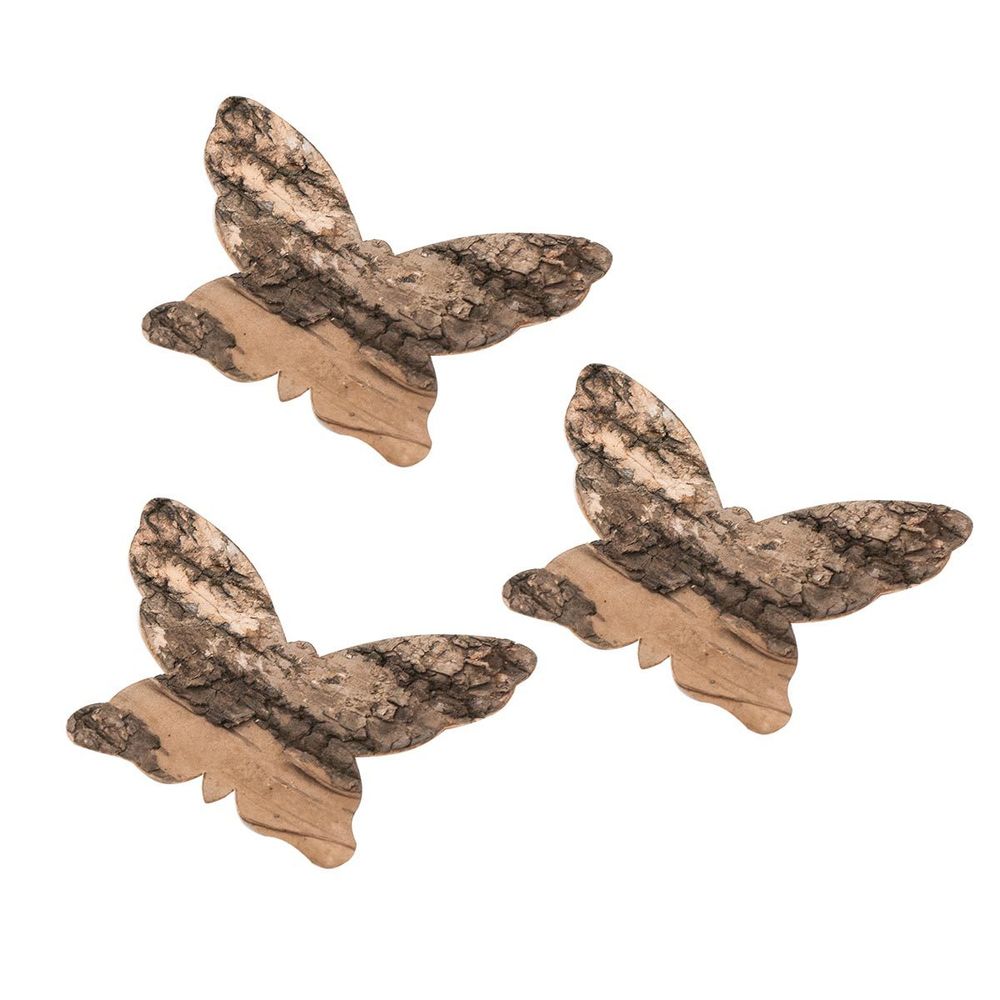 Декоративные элементы из коры дерева "Бабочки", 7х9см, 10 шт, нат/дерево