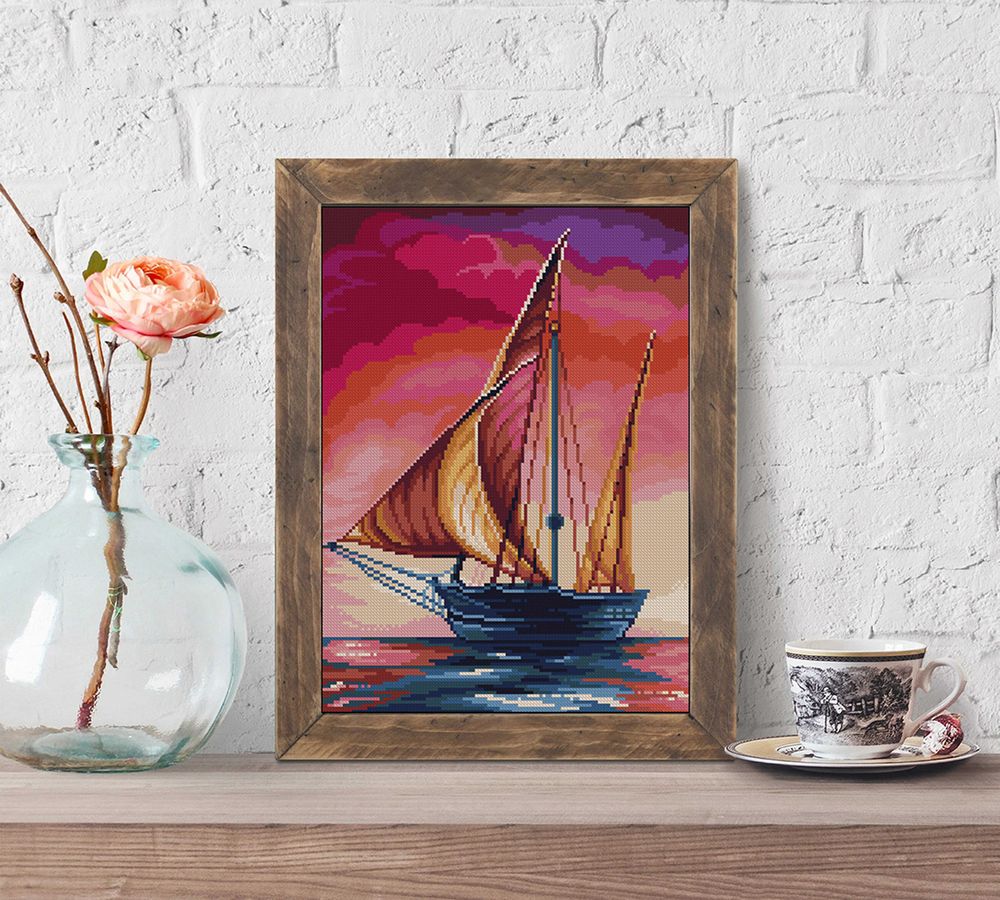 Алмазная (кристальная) мозаика Фрея, Розовый закат, 30х40 см
