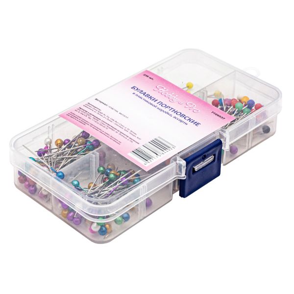 Булавки портновские в пластиковой коробке, ассорти, 236 шт, Hobby&Pro