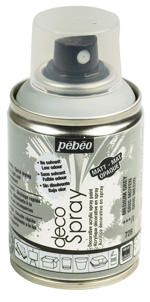Краска на водной основе аэрозольная decoSpray 100 мл, 093728 серый, Pebeo