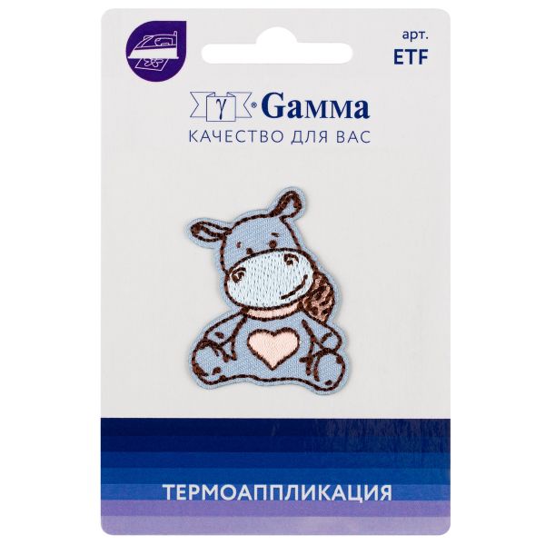 Термоаппликация №04, 1 шт, 02-439 Бегемотик 3.2х4 см, Gamma ETF