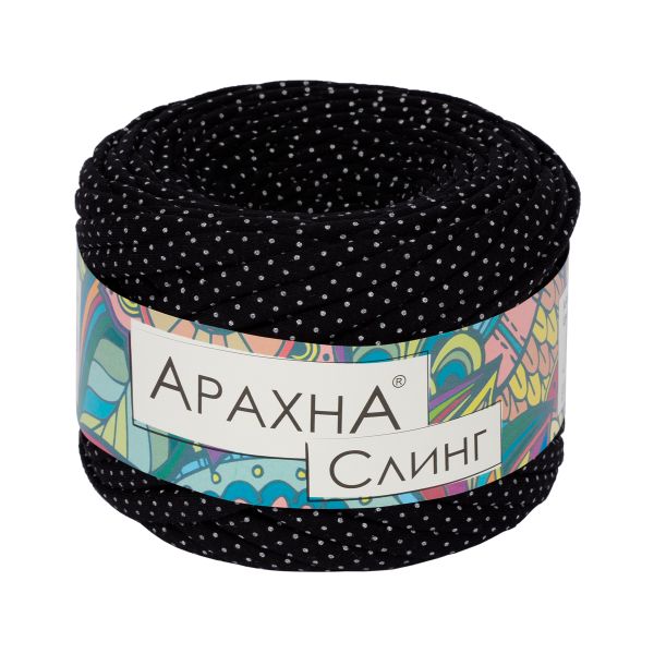 Пряжа Arachna Sling Print / уп.6 мот. по 150 г, 50 м, 023 горошек черный