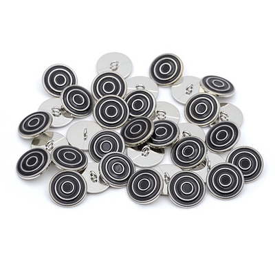 Пуговицы на ножке 28L (18мм), металл (Black/S черный с серебром), 36 шт, ME 644