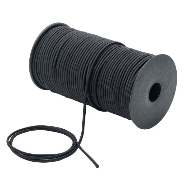 Резинка шляпная (шнур эластичный) ⌀3.0 мм / 100 метров, 0370-0300В, С580 - черный