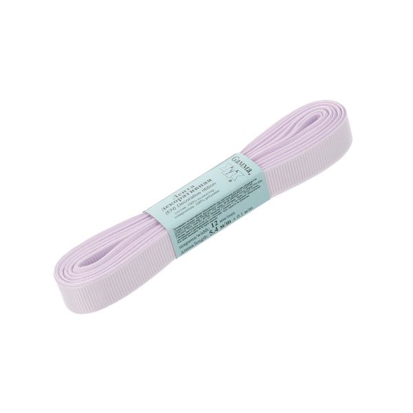 Лента репсовая нарезка 12.0 мм / 10 шт по 5.4 метра, 107 св.сиреневый, Gamma GR-12