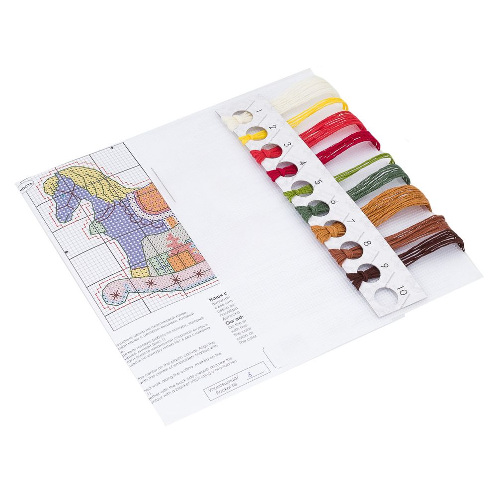 Набор для вышивания нитками Овен, Ёлочная игрушка. Лошадка 9,3х9,6см