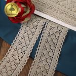 Кружево вязаное (тесьма) 60 мм / 10 метров, 3014 цв.F307 лен, Kruzhevo