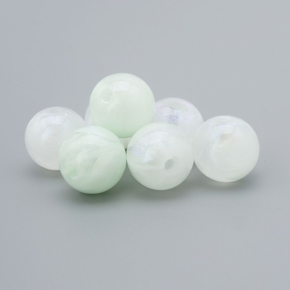 Бусины акрил ⌀12 мм, 500 г, дымка с АВ шиммером, круглые, AD070 ментоловый, (7748709)2012 , Astra&Craft