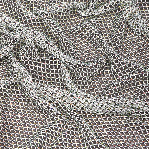 Сетка бельевая со стразами 100 г/м², шир.140 см / 13.71 метра, 2025 цв.1 белый /2025.01/