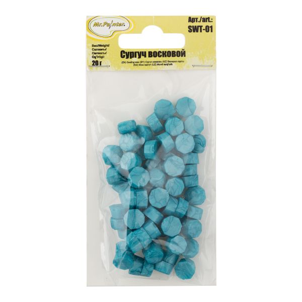 Сургуч восковой 20 г, 04 голубой перламутр, Mr.Painter SWT-01