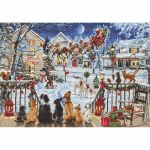 Набор для вышивания нитками Luca-S B2423, Домашние животные на крыльце, 47х33см