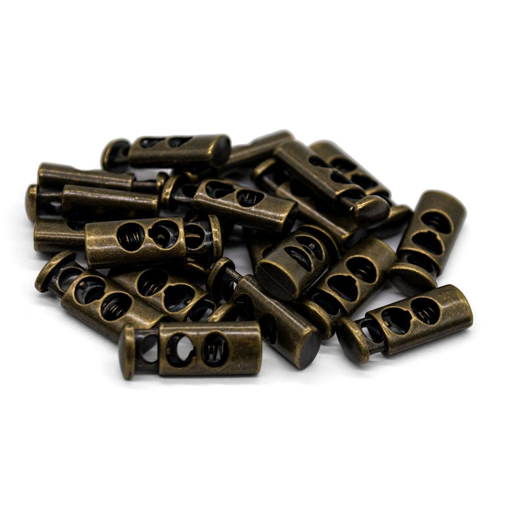 Фиксатор (зажим) для шнура металл 22 мм, 2отв, металл (латунь), 20 шт