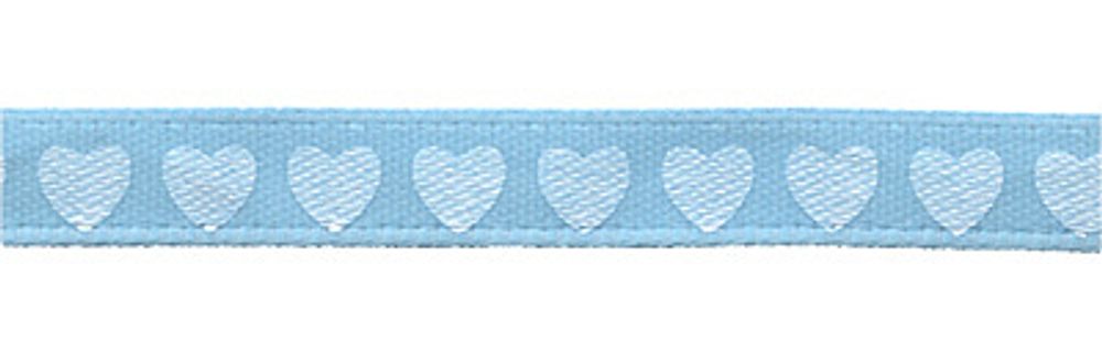 Лента атласная с рисунком 06 мм, 22.8 м, ± 0.5 м, H4/129 сердце/голубой, Gamma ALP-061