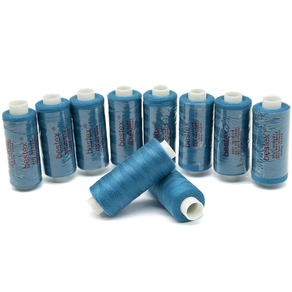 Нитки швейные бытовые Bestex 40/2, 365 м (400 ярд) / 10 кат., 365 лазурно-серый