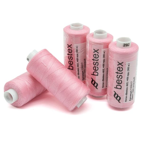 Нитки швейные бытовые Bestex 40/2, 365 м (400 ярд) / 10 кат., 292 розовый щербет