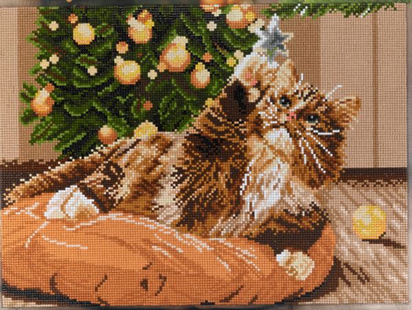 Алмазная (кристальная) мозаика Фрея ALPD-175, на подрамнике Озорной котенок, 40х30 см