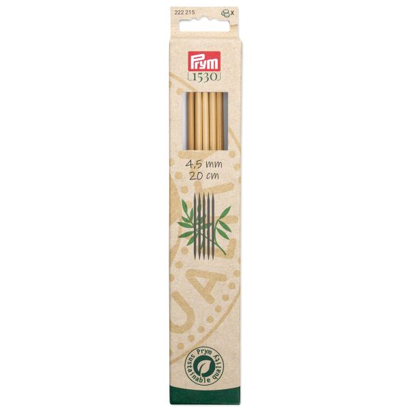 Спицы чулочные Prym ⌀4,5 мм, 20 см, 5 шт, бамбук